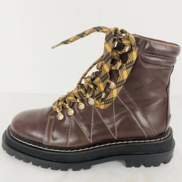 Sandro Brown combat Boots with Yellow Laces size 37 - Picture 1 of 4